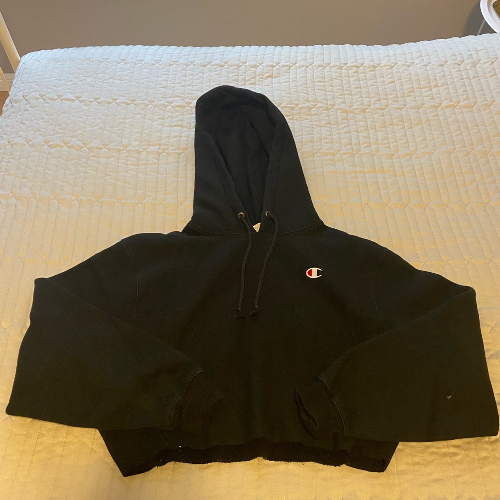 Black men’s size champions cropped hoodie size M